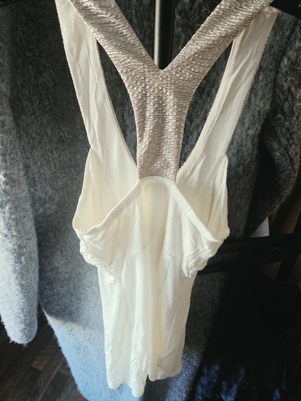 Express Cream Tank Top with Metallic Racerback